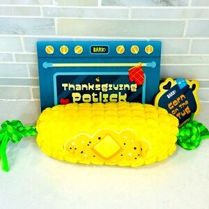 NWT Bark Box Plush Dog Toy Corn on the Tug Crinkle Thanksgiving Potlick Sz M-L